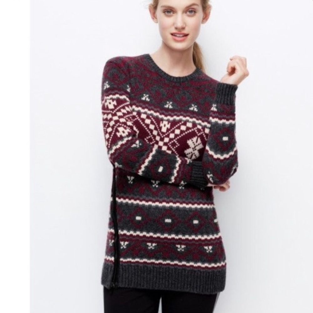 ANN TAYLOR Fair Isle 100% Wool Sweater